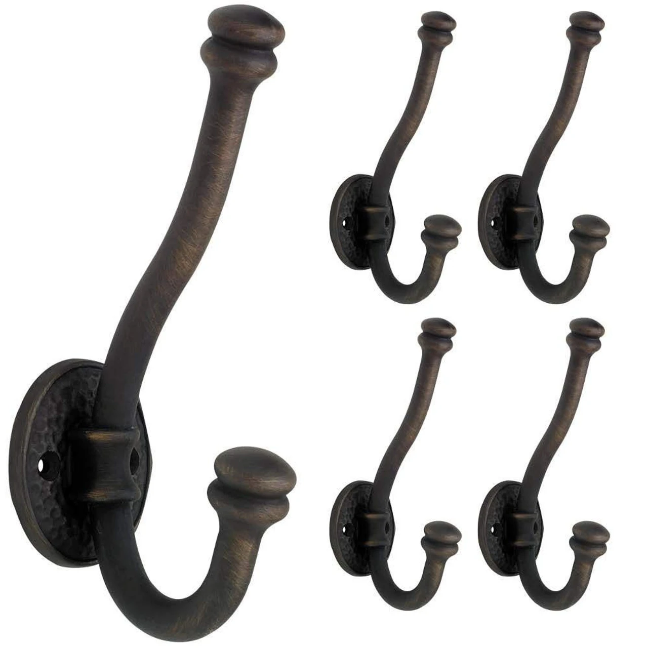 Large 6.7" Hammered Oil Rubbed Bronze Hooks - NON-MATCHING-5-PAK FBHAMH5-OB2-C 1 Large 6.7" Hammered Oil Rubbed Bronze Hooks - NON-MATCHING-5-PAK FBHAMH5-OB2-C