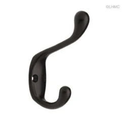 Liberty Heavy Duty Two Prong 3 1/2" Coat Hook - Flat Black