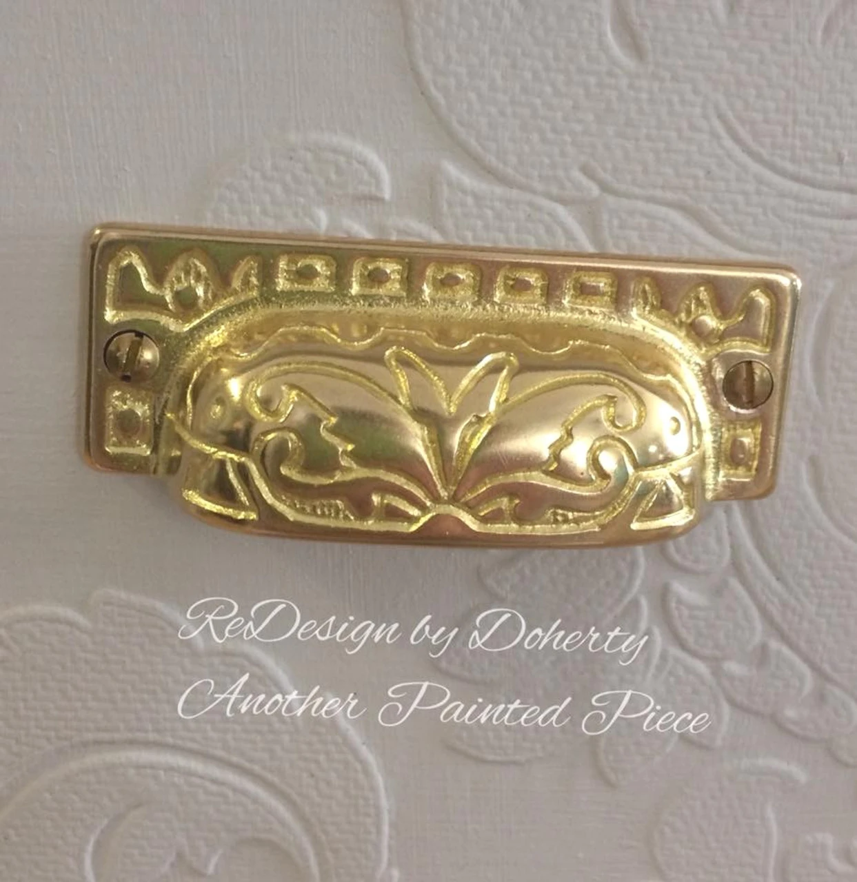 2-7/8" Eastlake Solid Cast Bin Pull - Ready To Patina Polished Brass 2 2-7/8" Eastlake Solid Cast Bin Pull - Ready To Patina Polished Brass - Image 2