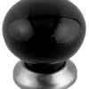 1-3/8" Ceramic Knob Jet Black And Brushed Nickel