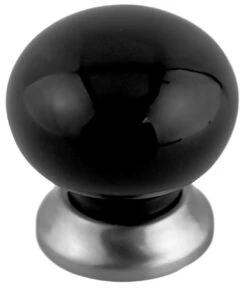 1-3/8" Ceramic Knob Jet Black And Brushed Nickel