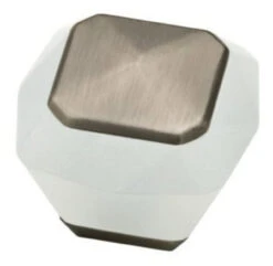 Liberty 1-3/8" Kaley Knob Translucent White & Brushed Stainless Steel