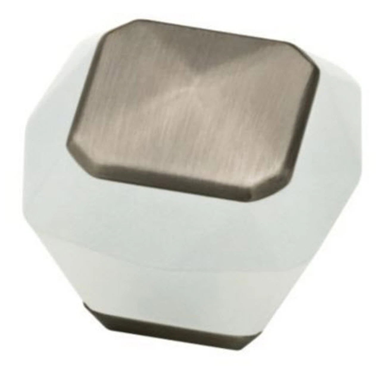 Liberty 1-3/8" Kaley Knob Translucent White & Brushed Stainless Steel 1 Liberty 1-3/8" Kaley Knob Translucent White & Brushed Stainless Steel