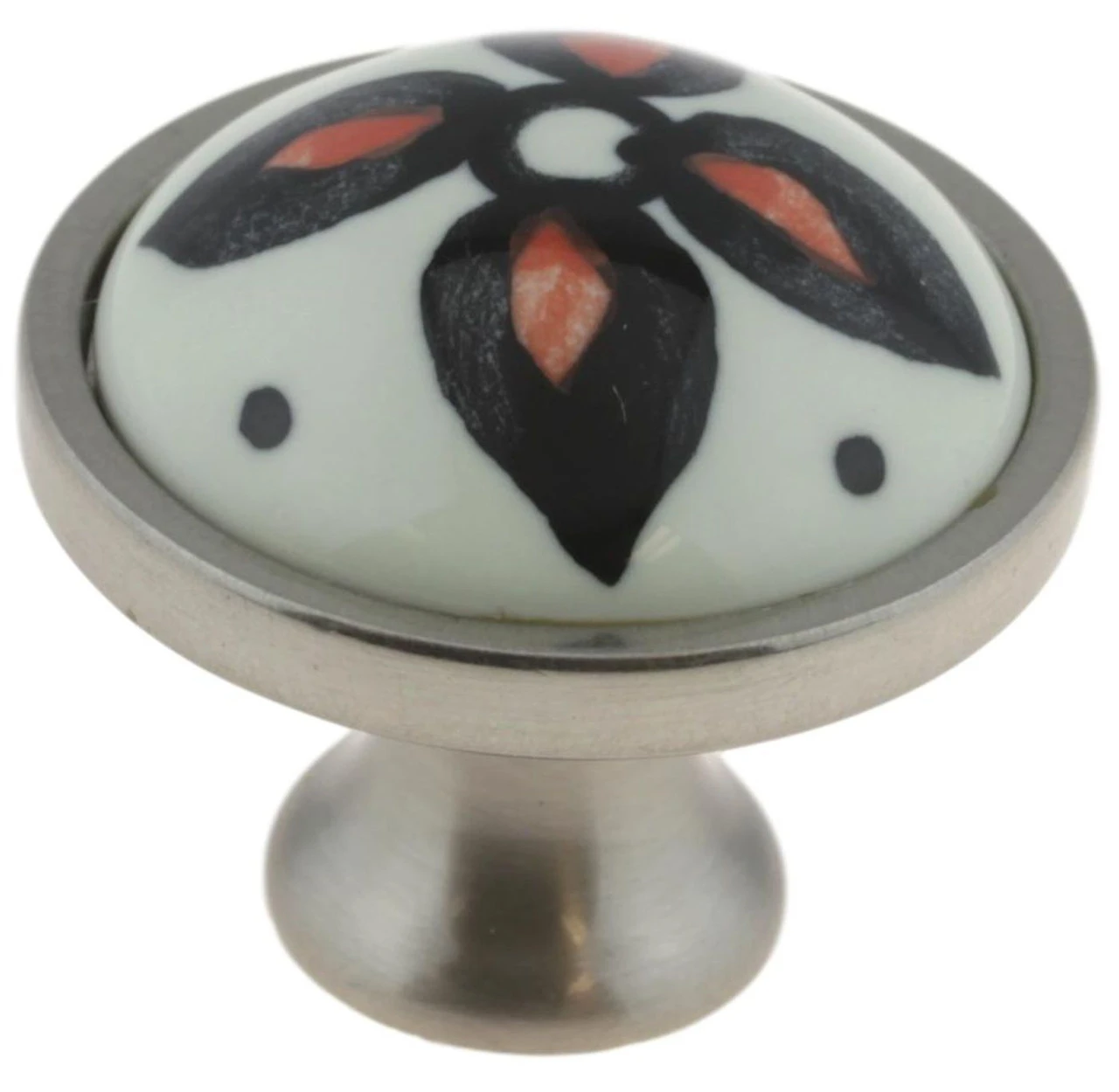 Liberty 1-1/4" Floral Ceramic Knob With Satin Nickel Base 1 Liberty 1-1/4" Floral Ceramic Knob With Satin Nickel Base