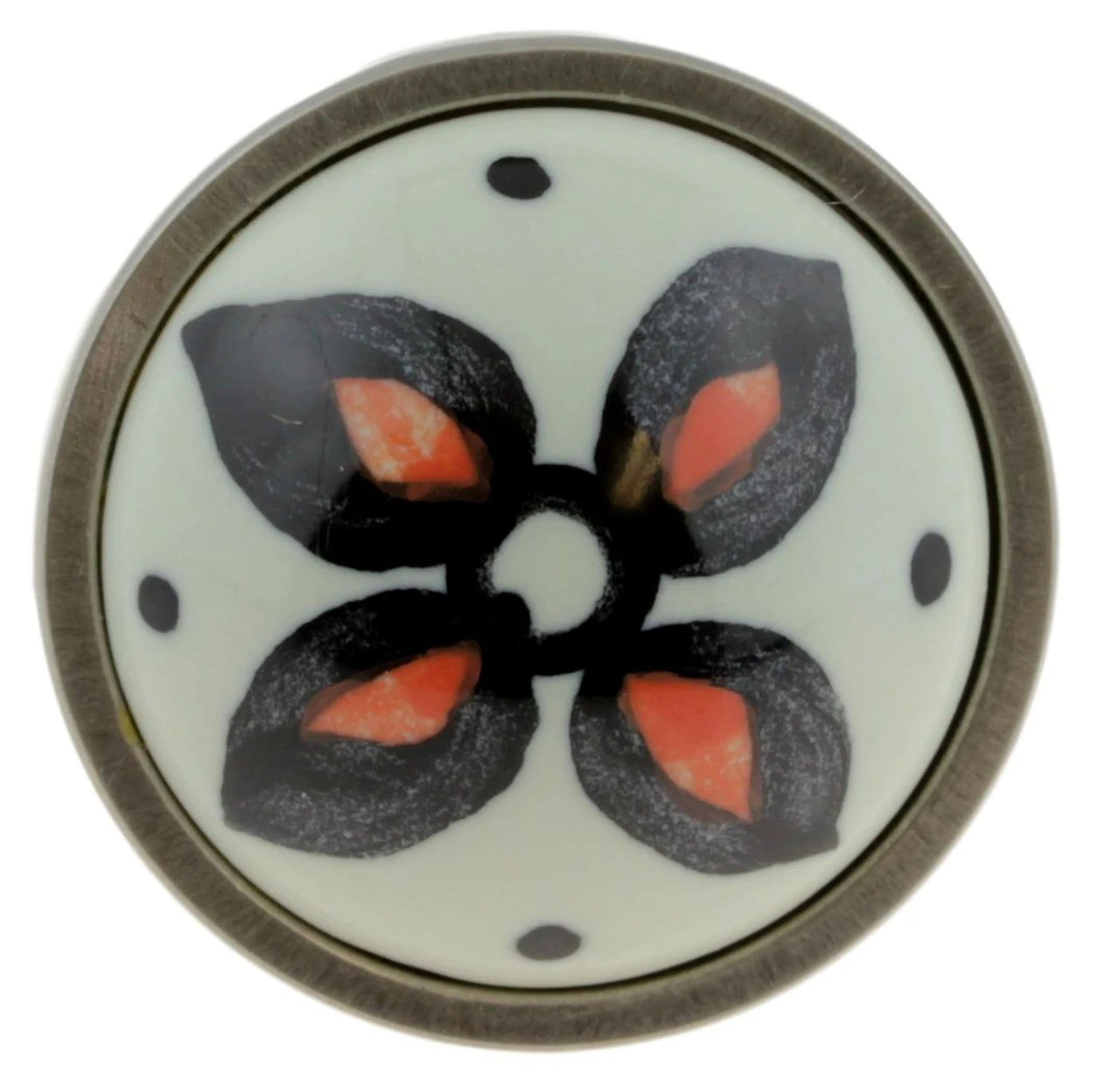Liberty 1-1/4" Floral Ceramic Knob With Satin Nickel Base 2 Liberty 1-1/4" Floral Ceramic Knob With Satin Nickel Base - Image 2