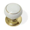 Liberty 1-3/8" Large Ceramic Knob White With Gold Ring