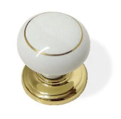 Liberty 1-3/8" Large Ceramic Knob White With Gold Ring