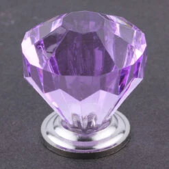 1-1/4" Diamond Acrylic Knob Lavender With Chrome Base