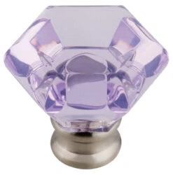Liberty 1-1/4" Acrylic Faceted Knob Lavender & Satin Nickel
