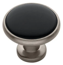 Liberty 1-3/16" Elegant Knob Satin Nickel And Black Ceramic