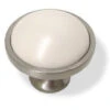 Liberty 1-3/8" Betsy Fields Knob Satin Nickel With Light Almond Ceramic Insert