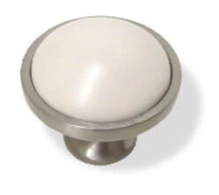 Liberty 1-3/8" Betsy Fields Knob Satin Nickel With Light Almond Ceramic Insert
