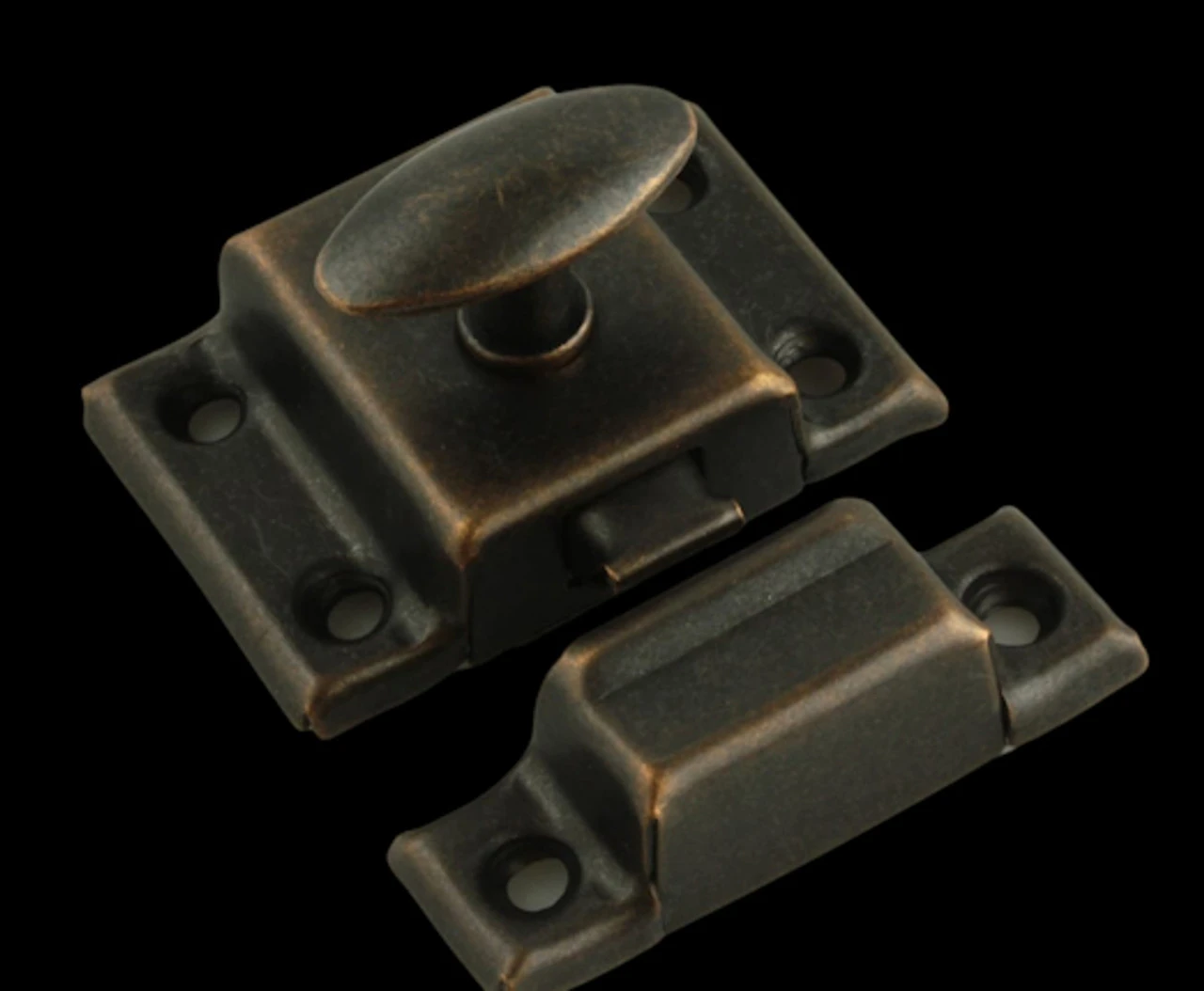 Matchbox 1-7/8" Twist Catch Antique Copper Bronze With Screws DL-C43001-OB 2 Matchbox 1-7/8" Twist Catch Antique Copper Bronze With Screws DL-C43001-OB - Image 2