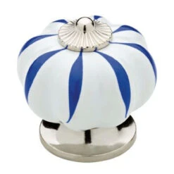 Liberty 1-1/2 Ceramic Knob Blue And White With Satin Nickel Base