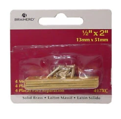 Liberty Mending Plates Set Of 4 - Solid Brass With Screws 1/2" X 1-7/8" LQ-417XC