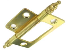 Non-Mortise Hinge - Finial Tips - Brass Plated - 2" H531BP
