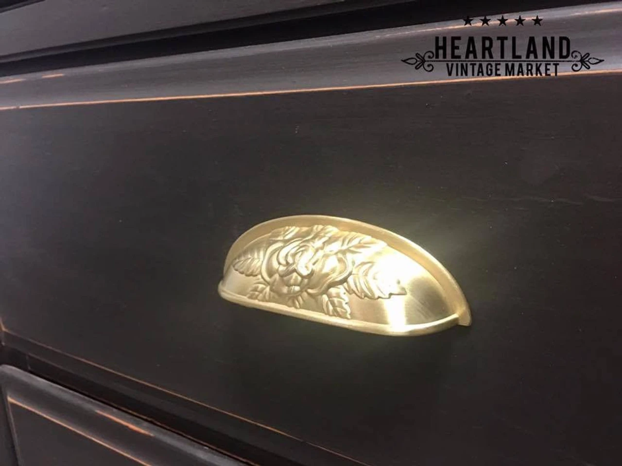 1-1/4" Old Rose Pattern Knob Soft Satin Brass 5 1-1/4" Old Rose Pattern Knob Soft Satin Brass - Image 5