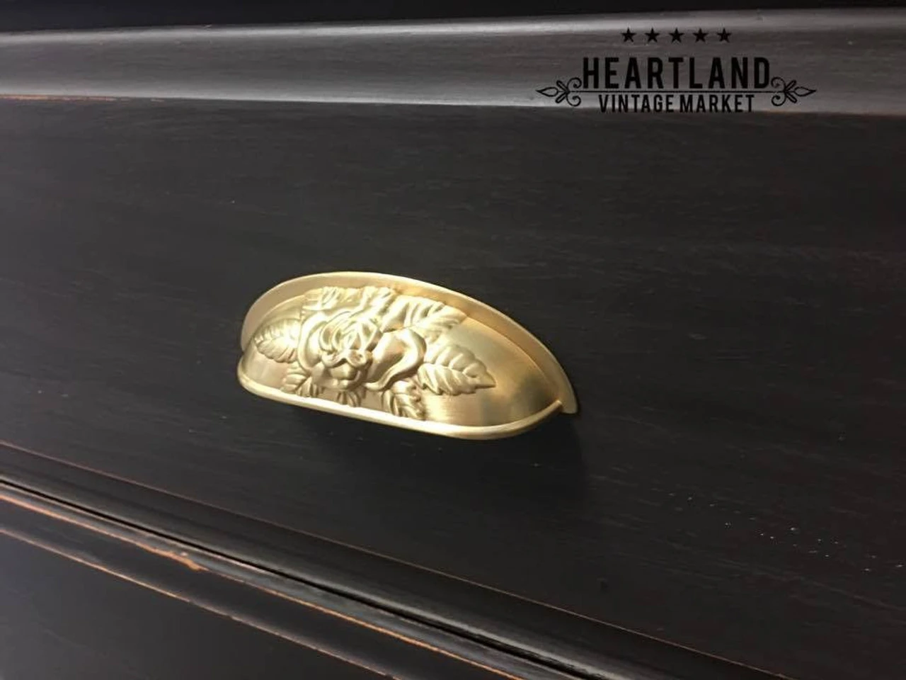 1-1/4" Old Rose Pattern Knob Soft Satin Brass 10 1-1/4" Old Rose Pattern Knob Soft Satin Brass - Image 10