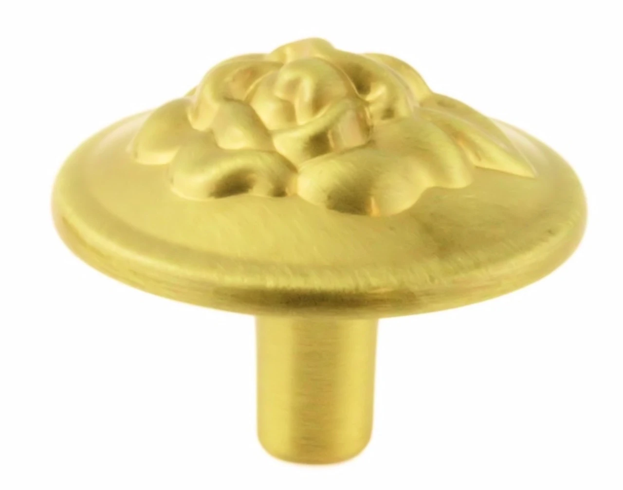 1-1/4" Old Rose Pattern Knob Soft Satin Brass 2 1-1/4" Old Rose Pattern Knob Soft Satin Brass - Image 2