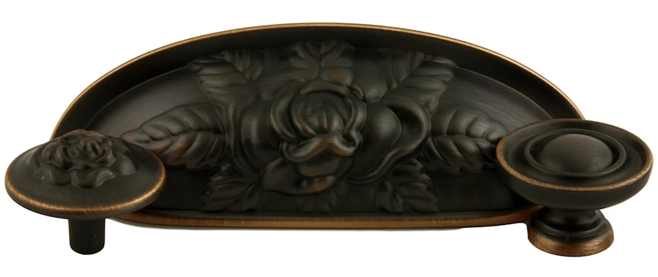 1-1/4" Old Rose Pattern Knob Venetian Bronze 5 1-1/4" Old Rose Pattern Knob Venetian Bronze - Image 5