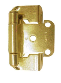 Pair 1/2" Overlay Hinges Bright Brass Semi-Wrap Self Closing HAM-14973