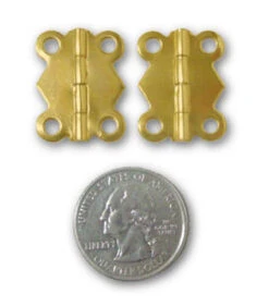 Pair (2) Brass Decorative Small Box Hinges 24X19mm