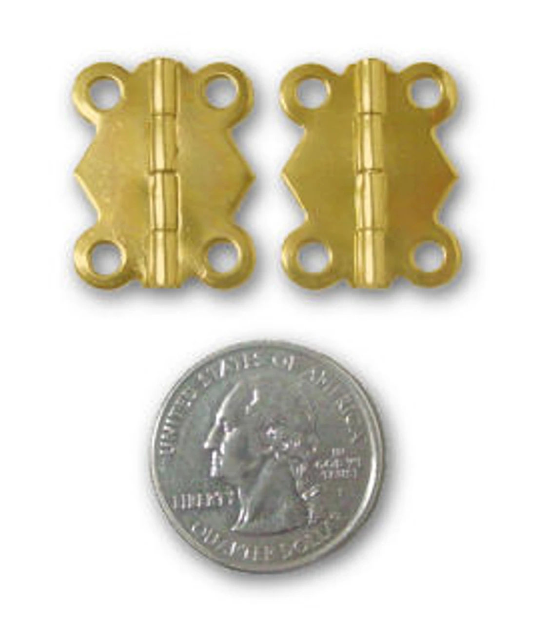 Pair (2) Brass Decorative Small Box Hinges 24X19mm 1 Pair (2) Brass Decorative Small Box Hinges 24X19mm