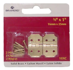 Liberty Pair 5/8" X 1" Solid Brass Hinges With Brads LQ-18XC