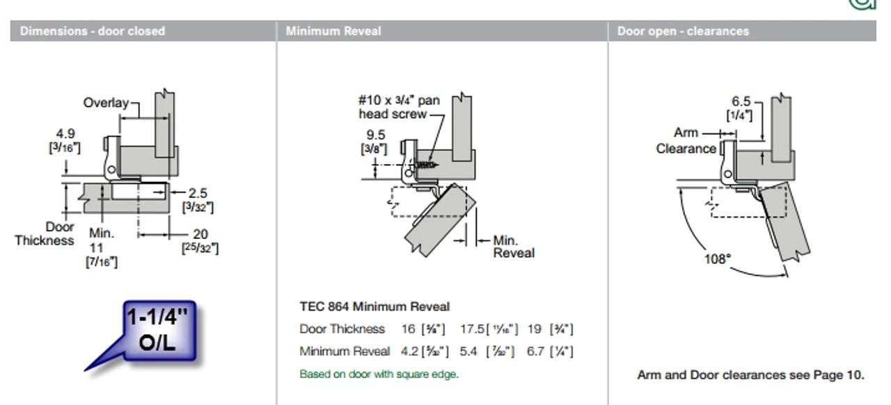 Pair Soft Close 1-1/4" Overlay Compact Hinges Grass America H1531SL-NP-U 9 Pair Soft Close 1-1/4" Overlay Compact Hinges Grass America H1531SL-NP-U - Image 9