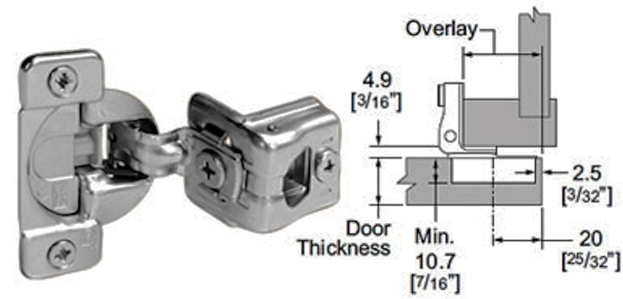 Pair Soft Close 1-1/4" Overlay Compact Hinges Grass America H1531SL-NP-U 6 Pair Soft Close 1-1/4" Overlay Compact Hinges Grass America H1531SL-NP-U - Image 6