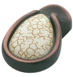 Liberty 1-1/2" Pendant Knob Satin Bronzed Copper & Crackle Ivory