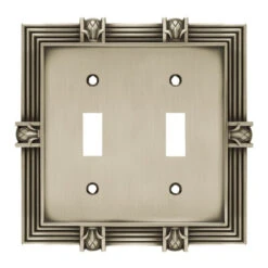 Liberty Pineapple Double Switch Plate - Brushed Satin Pewter (64460)