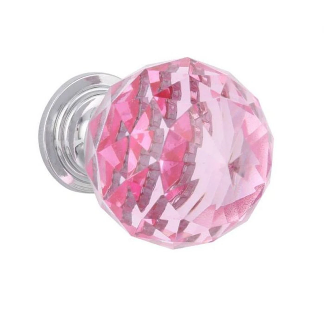 Liberty 1-1/4" Faceted Glass Knob Pink And Polished Chrome 1 Liberty 1-1/4" Faceted Glass Knob Pink And Polished Chrome