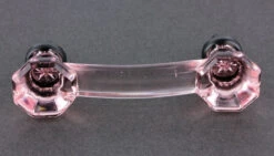 3" Octagon Glass Pull Pink With Oil Rubbed Bronze