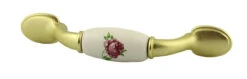 Liberty 3" Pink Rose Ceramic Pull Polished Brass