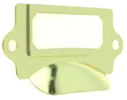 Polished Brass Cup Pull Label Holder - 3 1/4" (1299)