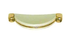 3" Curved Pull Polished Brass With Ivory Plastic