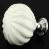 1-3/4" Swirl Ceramic Knob White With Chrome Base
