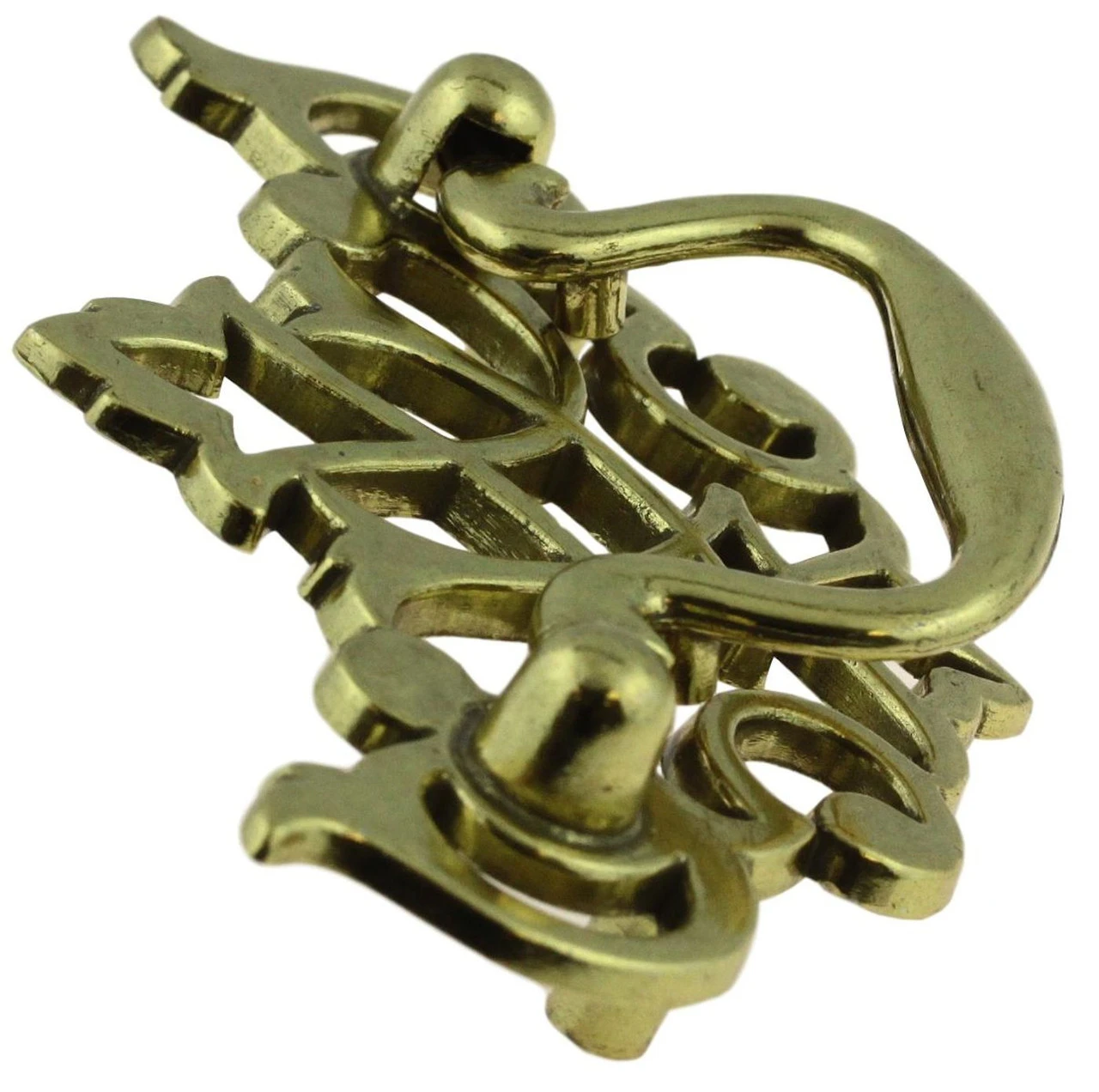 2-1/2" Queen Anne Chippendale Bail Pull Satin Brass 2 2-1/2" Queen Anne Chippendale Bail Pull Satin Brass - Image 2