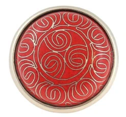 Liberty 1-5/8" Tribal Pattern Cloisonne Knob Red With Satin Pewter