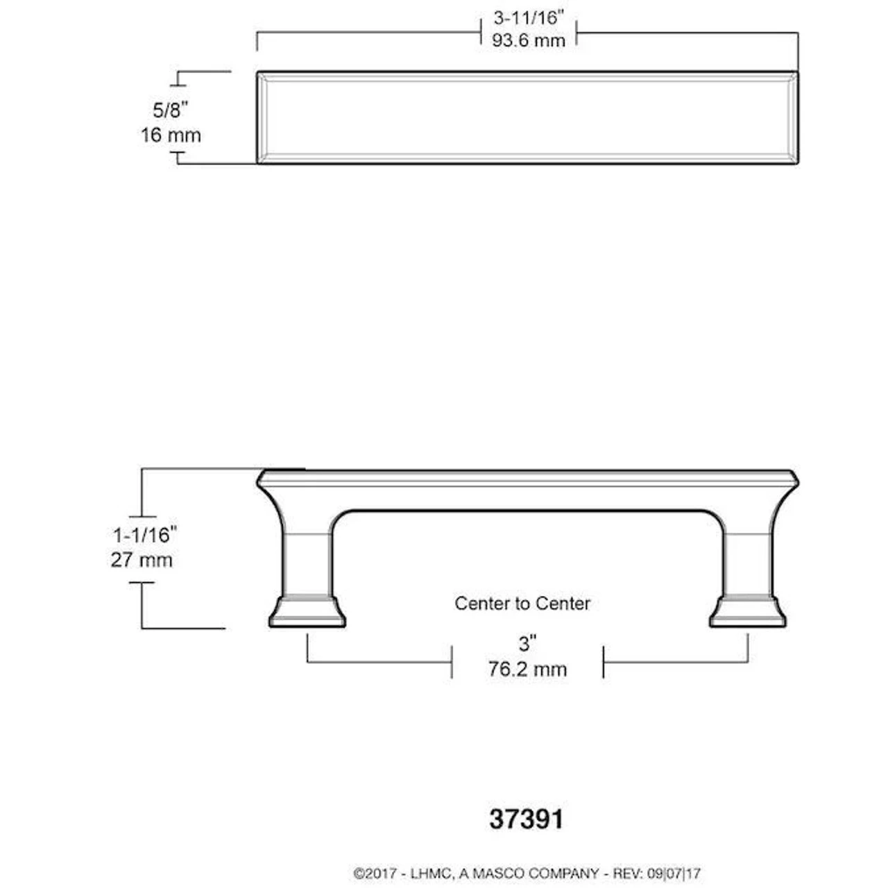 Liberty 3" Refined Square Pull Polished Nickel 2 Liberty 3" Refined Square Pull Polished Nickel - Image 2