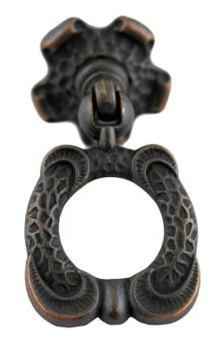 1-1/2" Rococo Style Ring Pull Dark Antique Copper