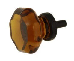 1-3/8" Octagon Cut Glass Knob Root Beer With Oil Rubbed Bronze