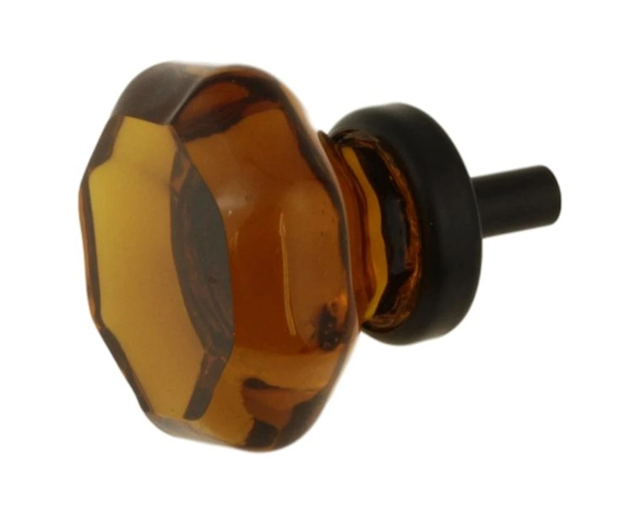 1-3/8" Octagon Cut Glass Knob Root Beer With Oil Rubbed Bronze 1 1-3/8" Octagon Cut Glass Knob Root Beer With Oil Rubbed Bronze