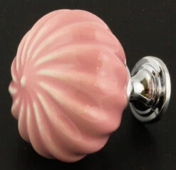 Liberty 1-3/4" Swirl Design Ceramic Knob Rose Pink With Chrome