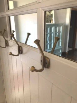 Liberty 4-3/8" Mandara Beveled Square Hook Champagne Bronze -D'Lawless Hardware Shop row of champagne bronze coat hooks 1 87648.1659982296