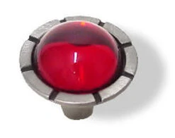 Liberty 1-1/4" Glass Lilly Knob Ruby Red And Brushed Satin Pewter