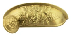 3-3/4" Old Rose Pattern Cup Pull Satin Brass 27 3-3/4" Old Rose Pattern Cup Pull Satin Brass -D'Lawless Hardware Shop satin brass cup pull 1 06904.1646841890