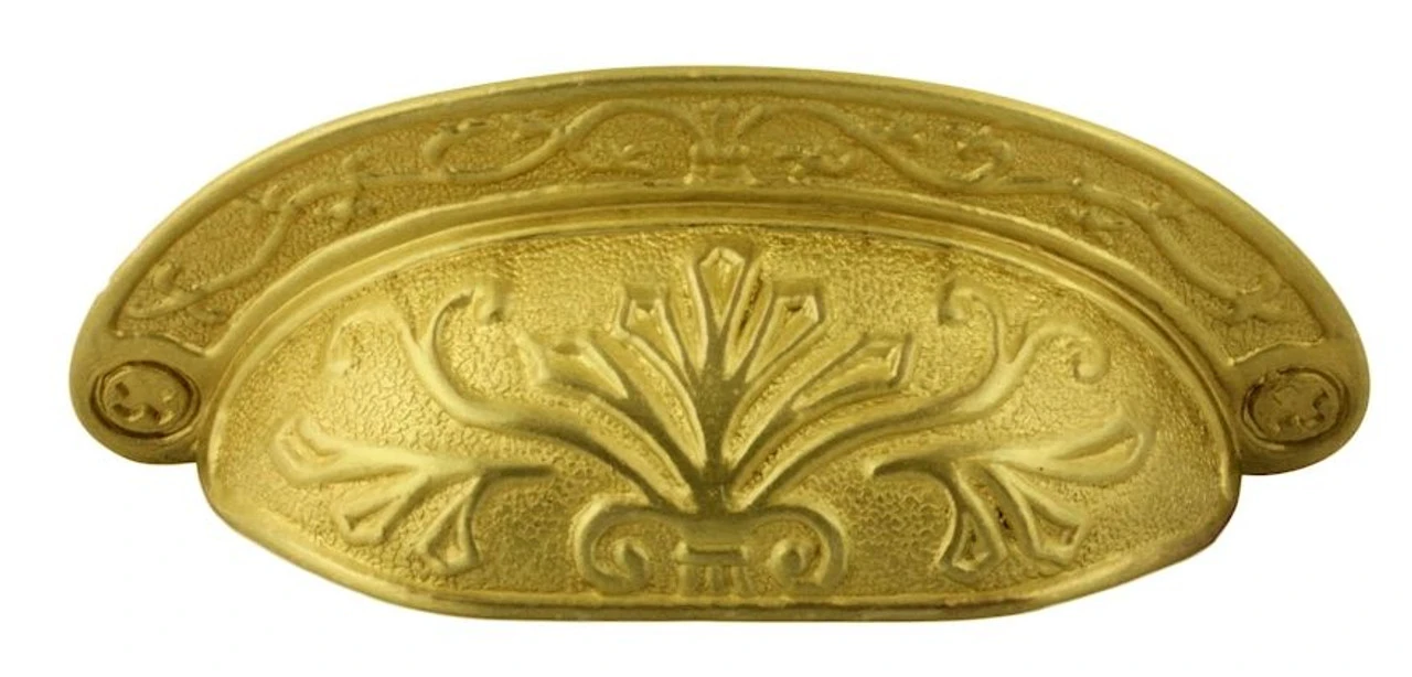 2-1/2" Baroque Scroll Work Cup Pull Satin Brass 1 2-1/2" Baroque Scroll Work Cup Pull Satin Brass