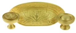 2-1/2" Baroque Scroll Work Cup Pull Satin Brass 29 2-1/2" Baroque Scroll Work Cup Pull Satin Brass -D'Lawless Hardware Shop satin brass knobs and cup pulls 1 73966.1647290340